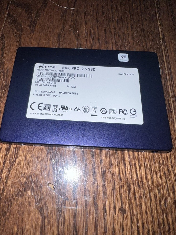 Micron 5100 PRO 240GB 6G 2.5" SATA Solid State Drive MTFDDAK240TCB eBay