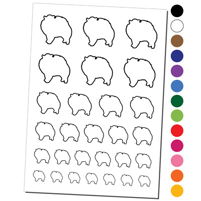 Pomeranian Dog Outline Temporary Tattoo Water Resistant Set Collection