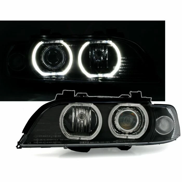 Front headlights (Angel Eyes) for BMW 5 E39 - black