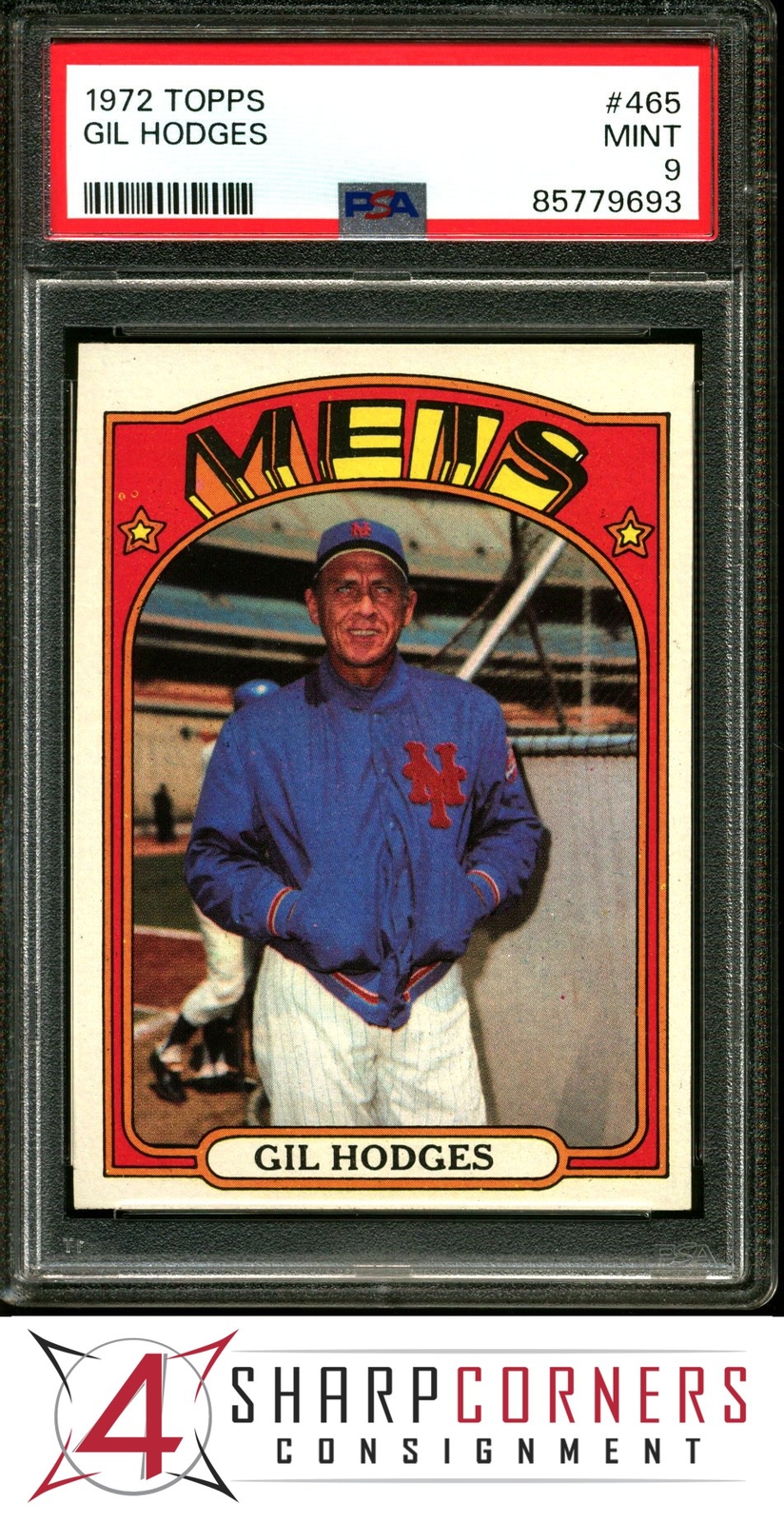 1972 TOPPS #465 GIL HODGES HOF PSA 9