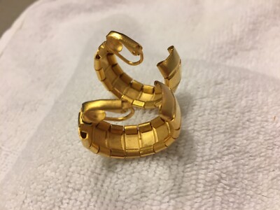 Marvelous Avon Vintage Gold Tone Satin Polish Hoop Clip Earrings