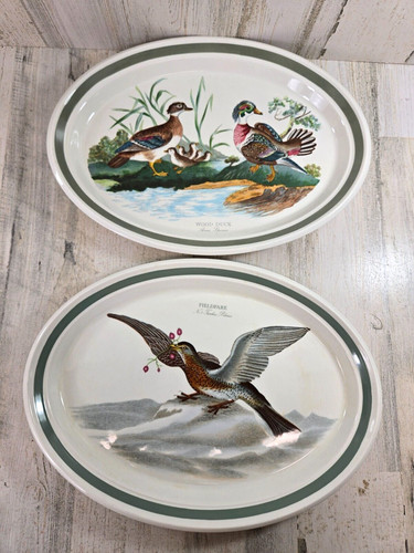 Portmeirion Birds of Britain 2 Oval Serving Platters Wood Duck Fieldfara England
