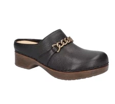 Bella Vita Ventura Black Slip On Clogs Size 6WW Chain Detail, NEW NWOB MSRP $115