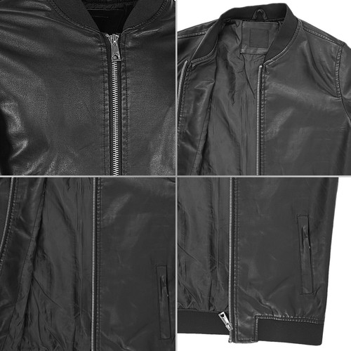 Giacca Moto Uomo Giubbotto Leggero Eco Pelle Giubbino Slim Fit Casual VEQUE - Afbeelding 5 van 40