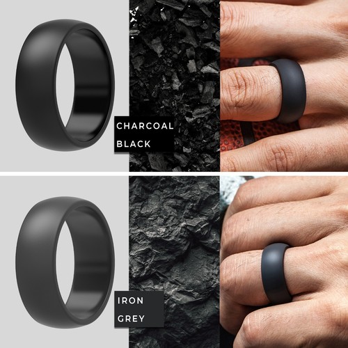 ThunderFit Silicone Wedding Ring Men & Women - 8.7mm Wide - 2.5mm Thick (4 Pack) - Picture 14 of 21