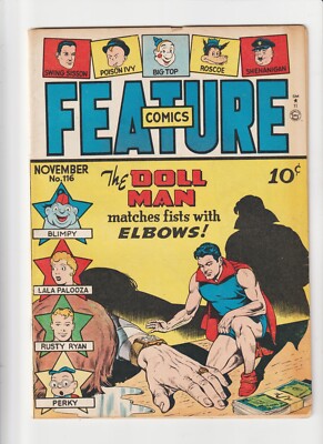 FEATURE COMICS 116 GOLDEN AGE QUALITY 1947 - DOLL MAN - Rusty Ryan