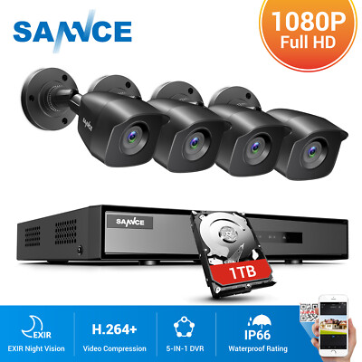 SANNCE 5IN1 8CH DVR 1080P Überwachungskamera 1TB HDD APP Email Alarm Fernzugriff
