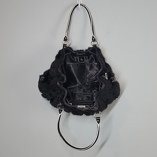 APT. 9 Shoulder Bag Y2K black faux fur purse barrel bag - Picture 10 of 11