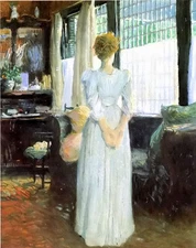 Ｏｉｌ　ｐａｉｎｔｉｎｇ julian alden weir - in the livingroom young lady by window canvas