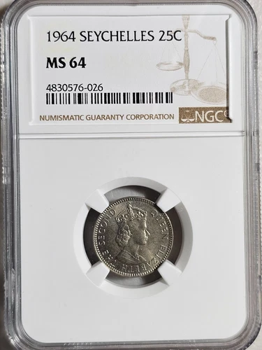 Seychelles 25 Cents 1964 NGC MS 64
