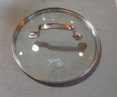 Fiesta Brand Lid Replacement Cooking Pan Pot Stainless & Clear 6 & 7/8 Inch EUC