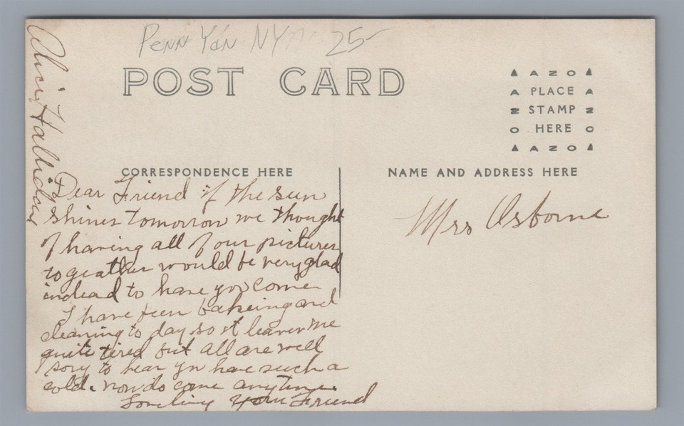 RPPC Railroad Train Station Depot PENN YAN NY New York Real Photo