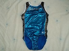 GK Elite Champion Jewels Teal Mystique Leotard Size CM 