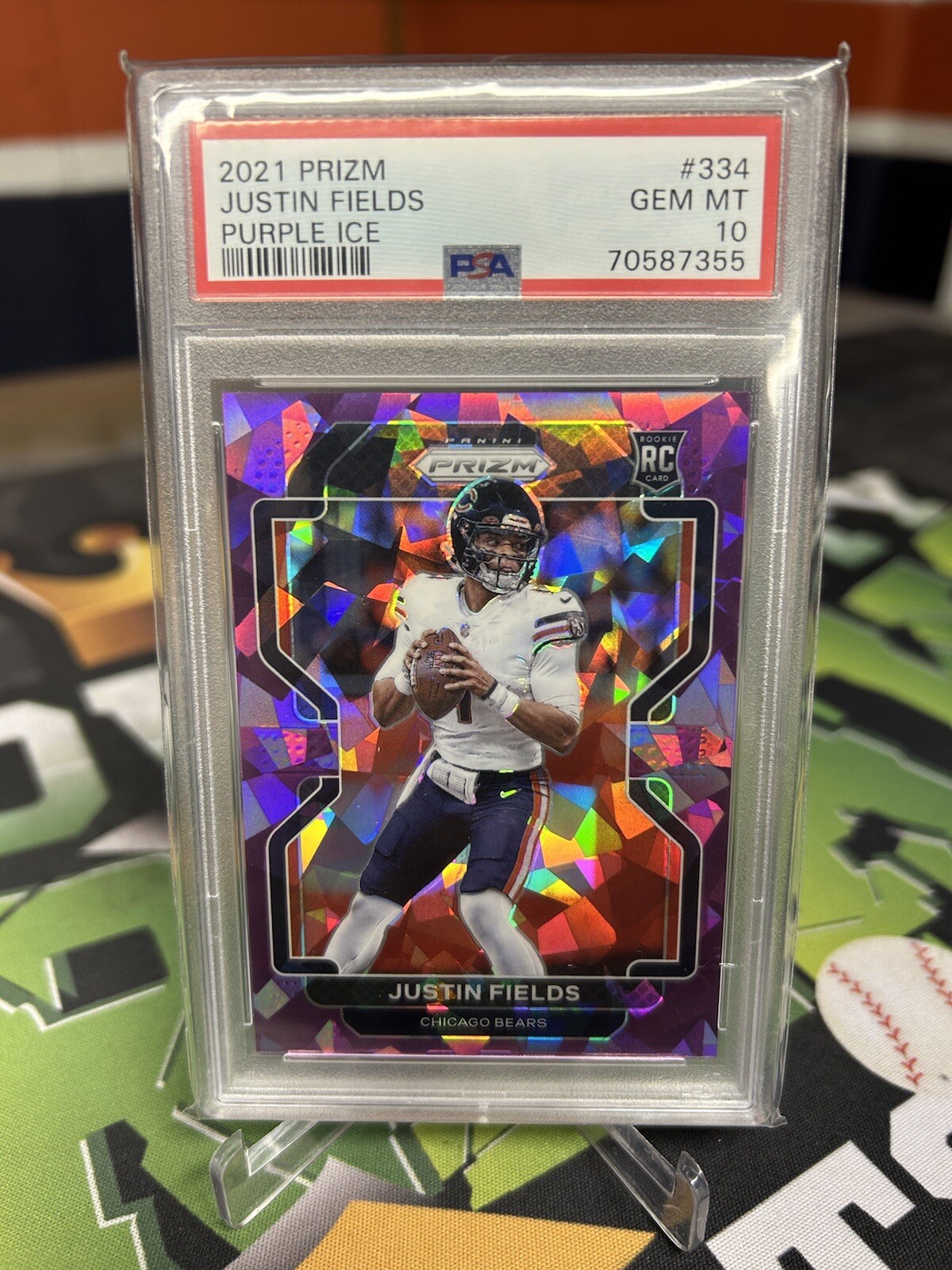 2021 Justin Fields Purple Ice Prizm /225 Gem 10 #RC #334 #Bears