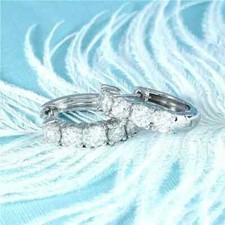 2Ct Round-Cut Lab Created Huggie Hoop Earrings 14K White Gold Plated