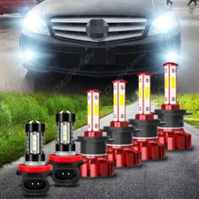 For Mercedes Benz C300 C350 2008 2009 2010 Front LED Headlight +Fog Lights Bulbs
