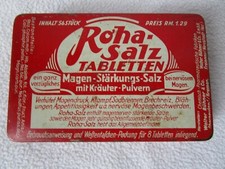 Roha-Salz Magen-Tabletten sehr alte  Blechdose Dose 11,5x7,5x1,5cm gut erhalten