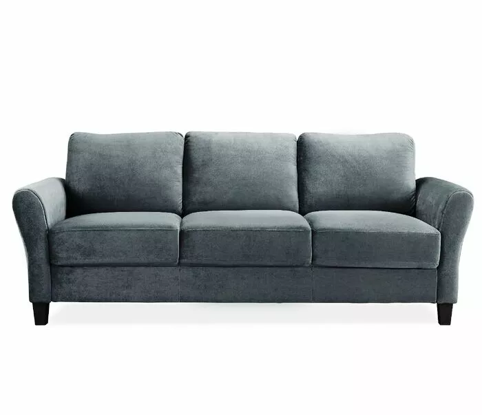 Sofa Couch Dark Gray Durable Solid Wood Frame Microfiber