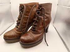 Bertie Brown Leather Lace-Up Ankle Boots Brogue EU40 UK7
