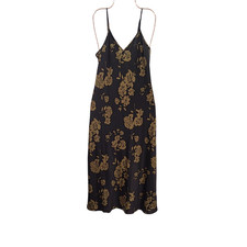 Quince 100% Washable Silk Slip Dress Caper Eclipse Basic Sleeved S