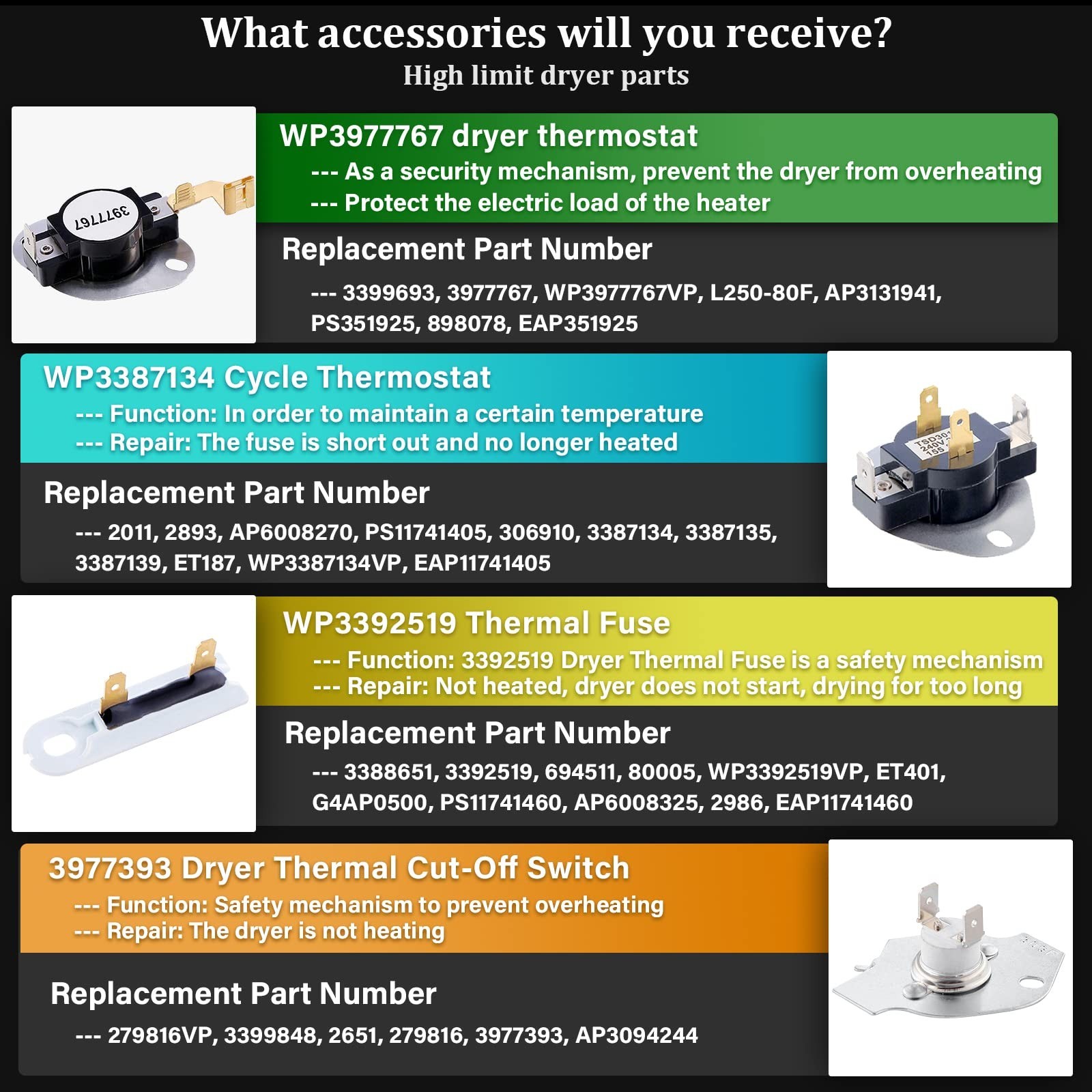 SUMNEW Upgraded 279838 Dryer Heating Element Kit, 5400W 240V, Compatible with...