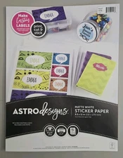 Astro Designs 8.5 X 11 Sticker Paper Open box 12 Sheets