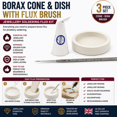 Juwelier Borax Kegel Schale & Pinsel Flussmittel Set Schmuck Löten Gold Silber