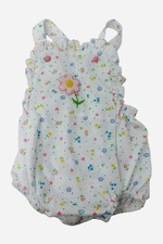VTG Baby Girl 70 s White Pink Floral Carters Ruffle Bubble Romper Playsuit 9-12m