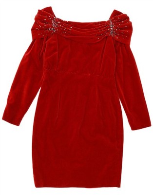 Paradise Womens Velvet Off Shoulder Sheath Dress UK 12 Medium Burgundy CW06