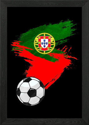 Portugal Flagge Fußball gerahmtes Wandbild Poster Leinwanddruck Bild