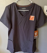 Scrubstar Women s Gray V-Neck Short Sleeve Scrub Top Pockets Size small NWT