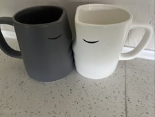 The Kissing Mugs Gray White Porcelain Coffee Cups Modern His Hers