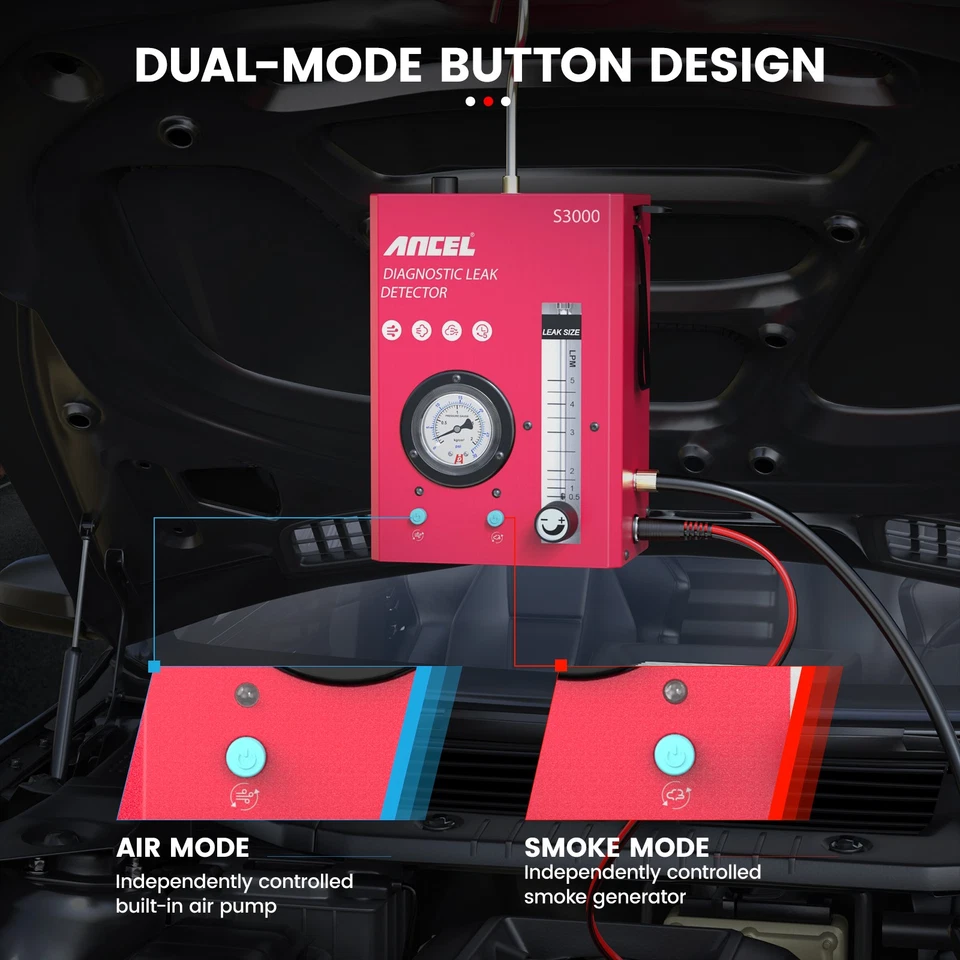 Testador de diagnóstico detector de vazamento de carro máquina de fumaça EVAP automotivo ANCEL S3000 - Imagem 3 de 4