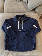 Vintage 90s Nike Pullover Windbreaker Jacket XL Navy White Center Swoosh Anorak