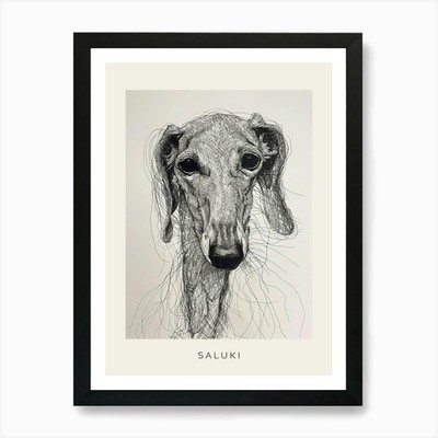 Saluki Dog Line Sketch 2 Poster Kunst gerahmt Wandbild Poster Leinwanddruck Bild