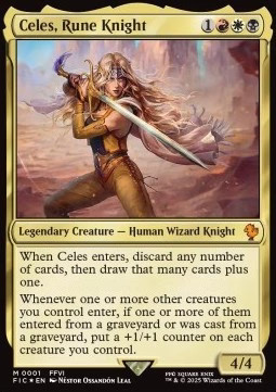 Magic/MTG Celes, Rune Knight FIC-1 Mythic Deutsch Neu Foil