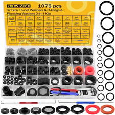 1075 PCS 37 Sizes 3-In-1 Universal Plumbing Repair Kit Includes O-Rings, Faucet