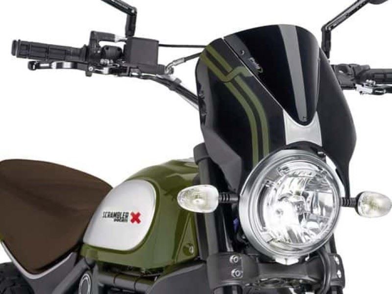 Puig Retrovision Black Semi Fairing And Black Screen Ducati Scrambler Icon 15-22