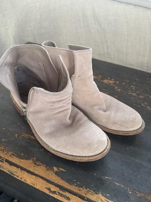Officine Creative Women s Beige Suede Ankle Booties Side Zip Round Toe EU 38