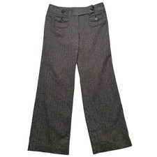 Ann Taylor Women Dress Pants 8 Lindsay Black White Herringbone Wool Lined Office