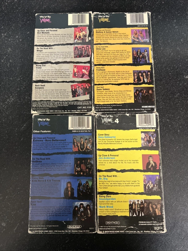 Turn Up The Volume VHS Cassette Lot 1991 Volumes 1-4 Bon Jovi, Ozzy, Skid Row Foto 2 de 4