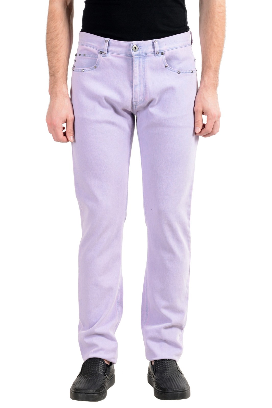 Мужские выцветшие фиолетовые джинсы Taylor Fit Stretch Slim от Versace 61590₽