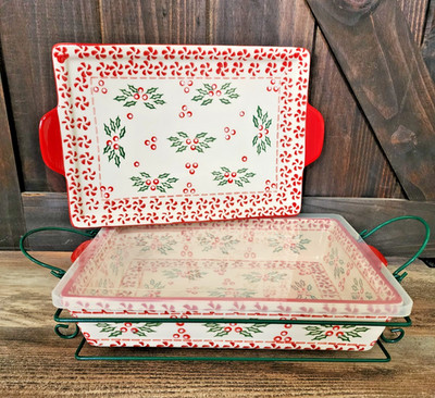 Temptations Peppermint Holly Baker | Wire Rack | Swerving Platter | Holiday