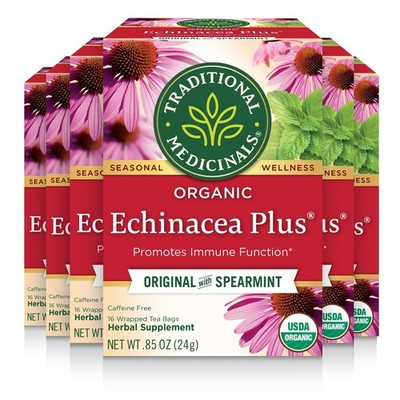 Tea, Organic Echinacea Plus, Promotes Immune Function, W/Spearmint, 96 Tea Ba...
