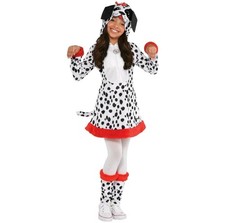 Spotted Doggy Costume 3 PIECE Child Size Large 12-14 Girls Suit Dalmation Dog