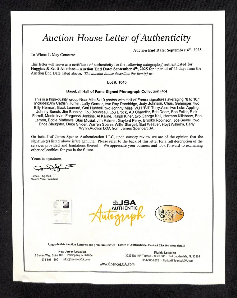 Ralph Kiner - Indians Signed JSA COA/LOA 8x10 Photo Autograph Authentic - Image 2 of 2