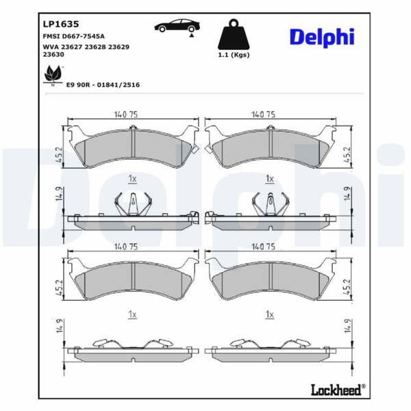 Delphi BremsbelÄGe Satz Hinterachse Passend FÜR Ford USA Explorer Jeep Grand |-image