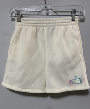 Puma Youth Girls 8-10 Medium Shorts Cream Active Stretch Sweatshort Classic