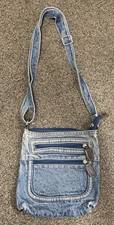 VTG Y2K Denim Crossbody distressed Shoulder Bag Purse 8.5"x8.5" Retro Jean