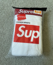 Supreme x Hanes Men's Cotton Jersey Boxer Briefs 4-Pack White Size M